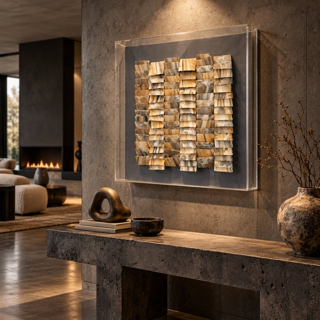 Greg Copeland Mixed Media on Wood Lucite Box Frame Wall Art 1983 For Sale In Dallas - Image 6 of 15