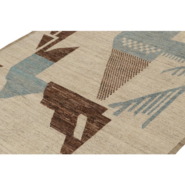Rug & Kilim Rug & Kilim’s Modern Rug with Beige-brown Geometric Patterns - 5x8 For Sale - Image 4 of 7