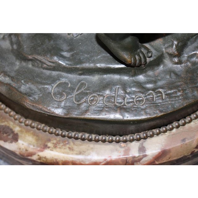 1920's Antique Bronze Statue of Children Playing Signed Clodion For Sale In Philadelphia - Image 6 of 16