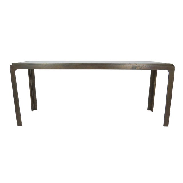 Bronze Vintage Bronze and Glass Console Table Attributed to Roger Sprunger for Dunbar For Sale - Image 8 of 12