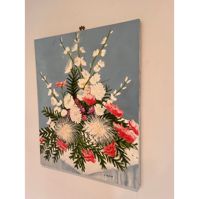 Coastal Francis “Duke” Downs Signed Vintage Floral Still Life Oil Painting, Palm Beach Florida For Sale - Image 3 of 5