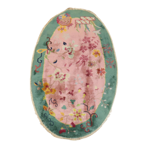 Zabihi Collection Oval Chinese Art Deco Rug
