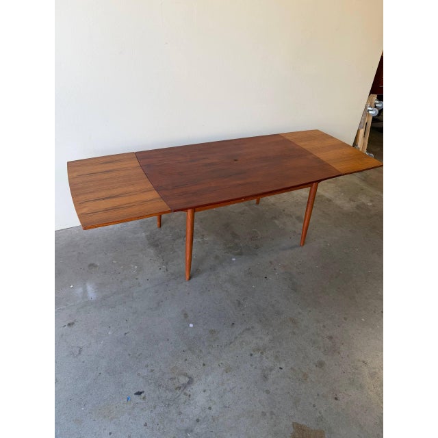 Mid-Century Modern Danish Teak Extendable Dining Table Mid Century Modern Draw Leaf 1960s Denmark For Sale - Image 3 of 10