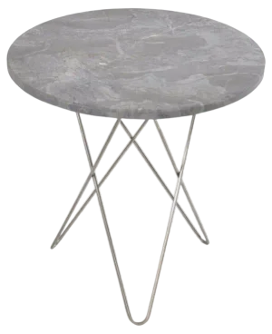 Grey Marble and Steel Tall Mini O Table by OxDenmarq
