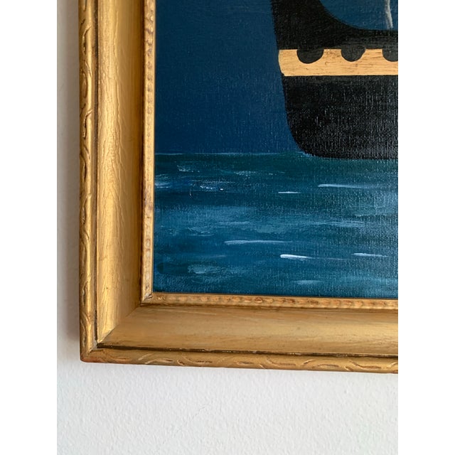 Wood Contemporary Impressionist Style Seascape Painting on Canvas, Framed For Sale - Image 7 of 7