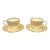 Vintage Wedgwood Gold Florentine Bone China Leigh Shaped Footed Cups and Saucers for Two - 4 Pieces For Sale