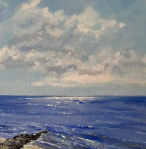 Impressionist Oil on Canvas Seascape by Christine Frisbee- "Reflections"