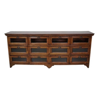 Vintage Dutch Teak Haberdashery Shop Cabinet / Vitrine For Sale