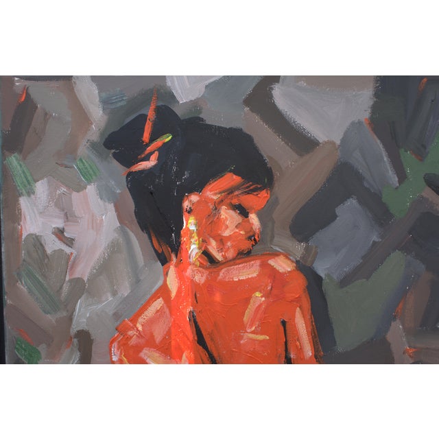 Contemporary Natalia Vypritskaia, Study of a Red Nude, Oil on Canvas For Sale - Image 3 of 7