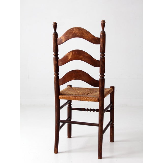 Vintage 1930s Tell City Rush Seat Ladder Back Chair For Sale - Image 10 of 17