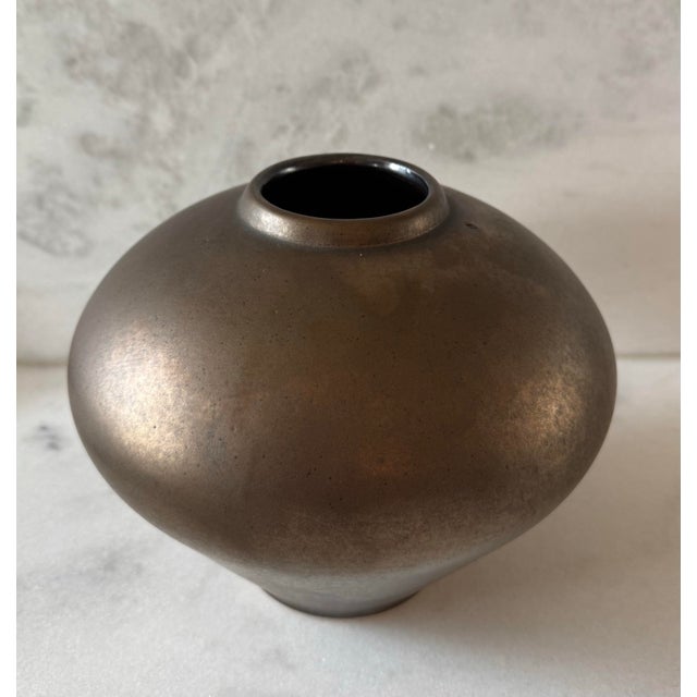 Mid 20th Century Vintage Mid Century Bronze and Gold Drip Glazed Vase For Sale - Image 5 of 12