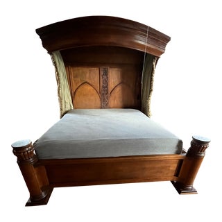 Antique Bed Rare King Size Half Tester Style For Sale