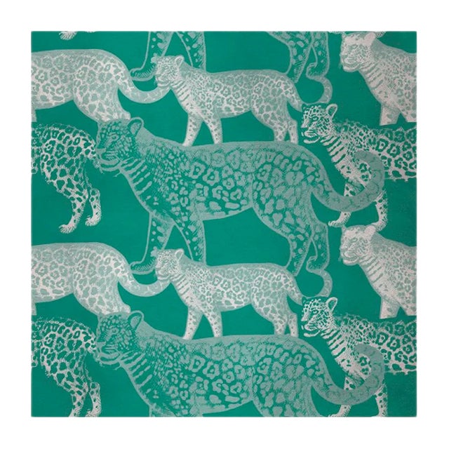 Walking Leopards 3 Fabric Wall Covering by Chiara Mennini for Midsummer-Milano For Sale