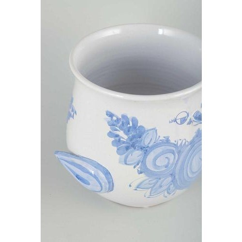 Flowerpot Cover in Faience with Blue Spiral and Floral Motifs from Bjørn Wiinblad, 1978 For Sale - Image 3 of 6