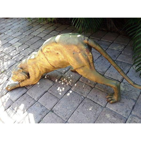 Vintage Hollywood Regency Bronze Rapper Tiger Sculpture For Sale - Image 11 of 12