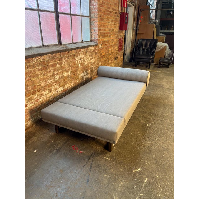 Bright Furniture Daybed With Grey Herringbone Upholstery For Sale - Image 4 of 11