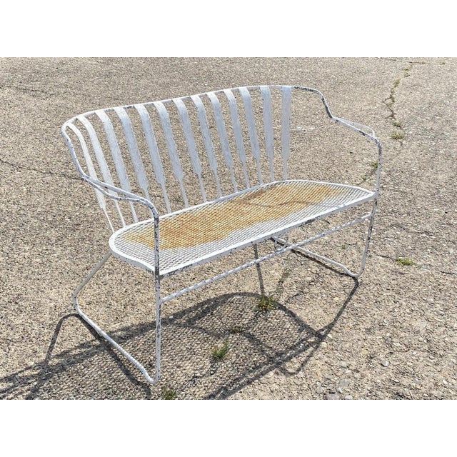 Vintage Mid Century Modern Wrought Iron Sculptural Garden Patio Loveseat Sofa For Sale - Image 11 of 11
