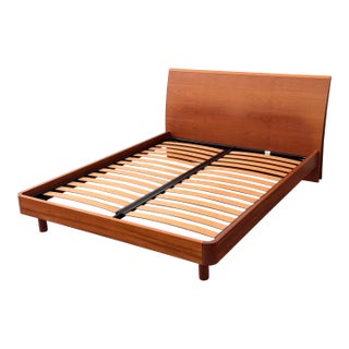 Queen Size Cherry Wood Bed Frame, Vintage For Sale