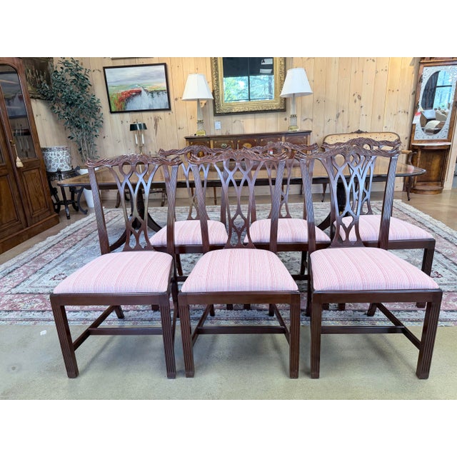 Councill Furniture Late 20th Century Council Mahogany Chippendale Dining Chairs Set of Eight For Sale - Image 4 of 12