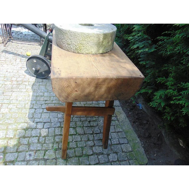 Antique Pre-War Burrs on Industrial Oak Table For Sale - Image 6 of 9