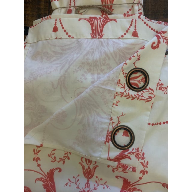 Vintage 1980s Laura Ashley Red Toile Flower Bouquet Curtains- a Pair For Sale - Image 12 of 12
