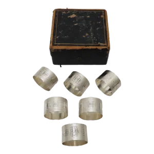 Set of 6 Hand Made American Victorian Solid Coin Silver Napkin Rings Circa 1860s