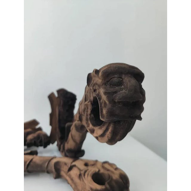 Renaissance Style Curtain Holders Carved in Wood, 1800s, Set of 2 For Sale - Image 9 of 14