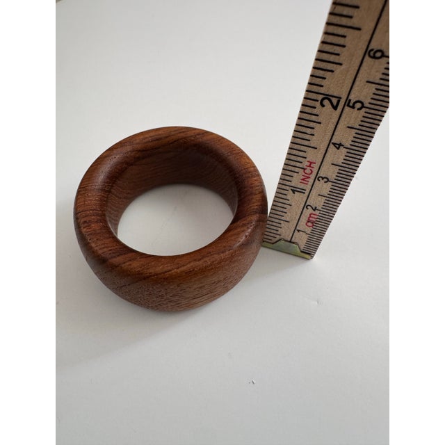 Vintage Mid-Century Modern Sculptural Solid Wood Napkin Rings - Set of 12 For Sale - Image 4 of 8