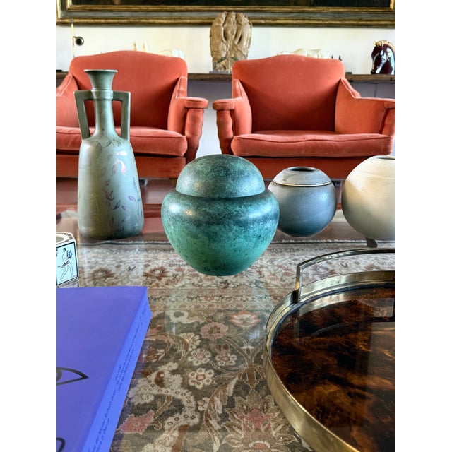 Art Deco Green Vase / Potiche Ikora Series, Paul Haustein, WMF Germany Ca. 1925 For Sale - Image 12 of 13