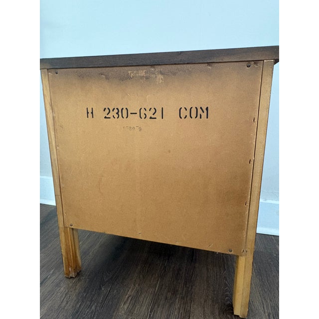1970s Henry Link Faux Bamboo and Woven Rattan Sunburst 2 Drawer Nightstand For Sale - Image 9 of 9