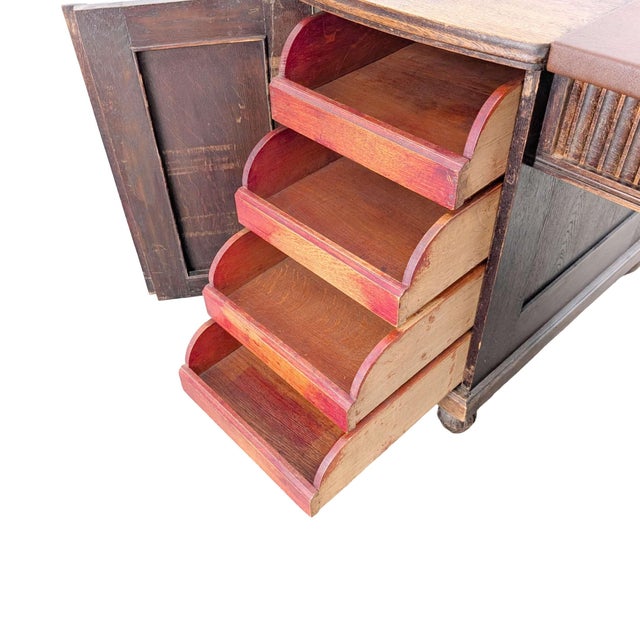 Maroon Late 19th Century Gründerzeit Oak Desk For Sale - Image 8 of 12