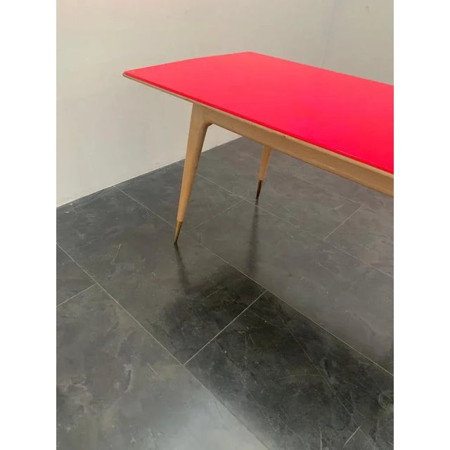 Wood Round Maple & Fuchsia Top Table, 1950s For Sale - Image 7 of 12