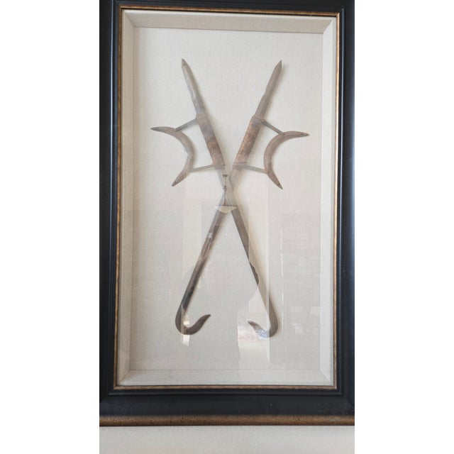 Chinese Vintage Chinese Hook Swords Set of 2 Framed For Sale - Image 3 of 5