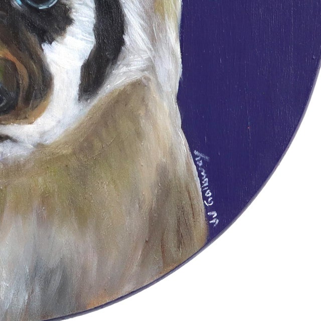 A Portrait of a Badger and His Pear - Original Animal Portrait Oil Painting on Wood Panel by Jj Galloway For Sale In Los Angeles - Image 6 of 9