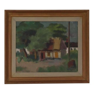 Erik Oldberg, Cottage, 1950s, Oil on Canvas, Framed For Sale