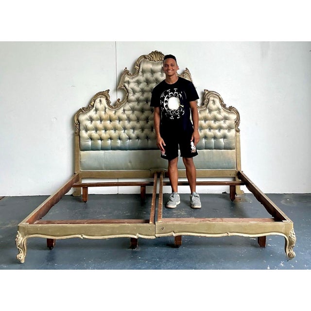 Vintage Rococo King Size Tufted Headboard For Sale - Image 14 of 14