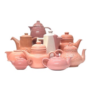 Eclectic Pink Vintage Teapot Curation - Group of 9 For Sale