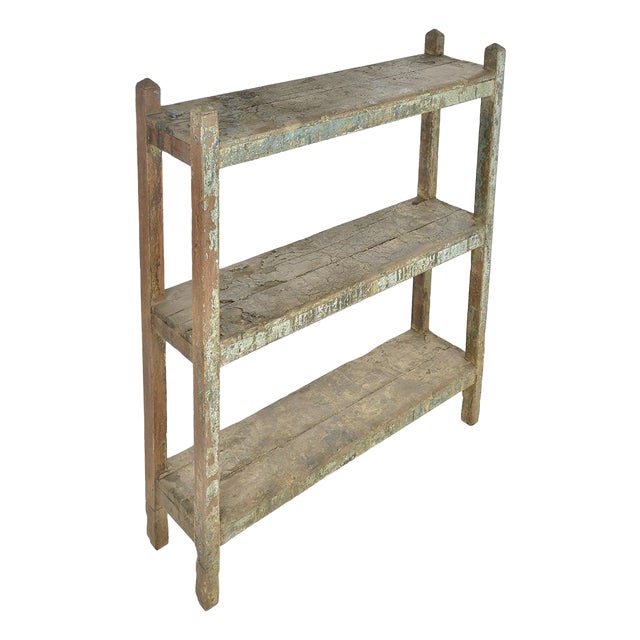 Shelf on Patinated Wooden Legs For Sale