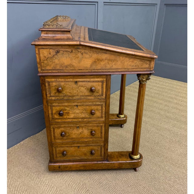 Victorian Inlaid Burr Walnut Davenport Desk, 1865 For Sale - Image 13 of 18