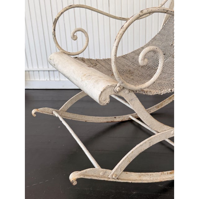 Wonderful French 19th Century Iron Rocking Chair with chain mail seat, very rare design to have in such good condition....