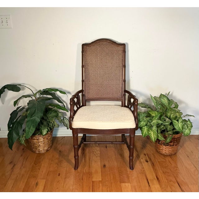 Faux Bamboo and Cane Back Chippendale Arm Chair - Single For Sale - Image 11 of 11