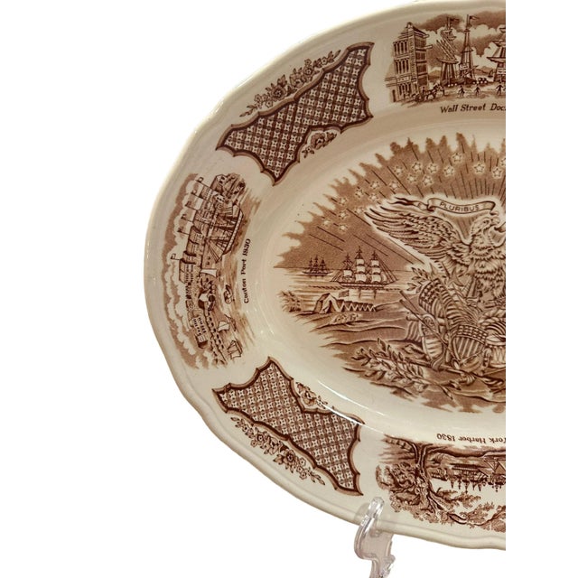 Meakin & Co. Vintage Alfred Meakin Staffordshire Fair Winds The Friendship of Salem Brown Platter For Sale - Image 4 of 8