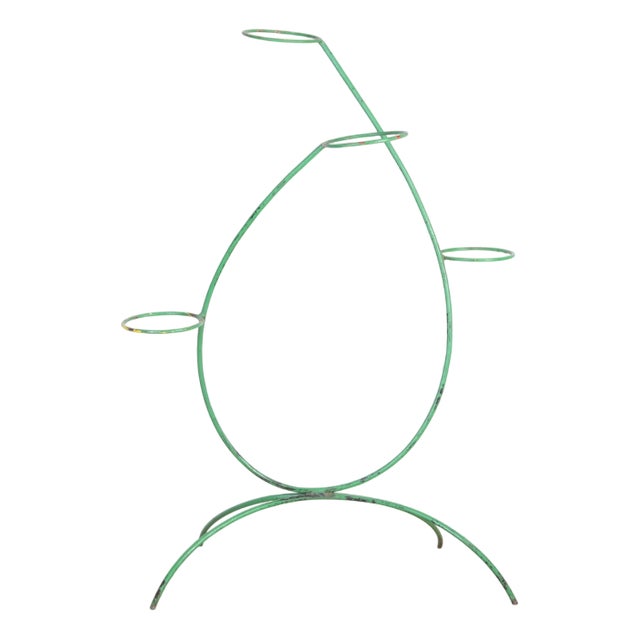 Mid-Century Green Steel Bar Flower Stand, 1960s For Sale