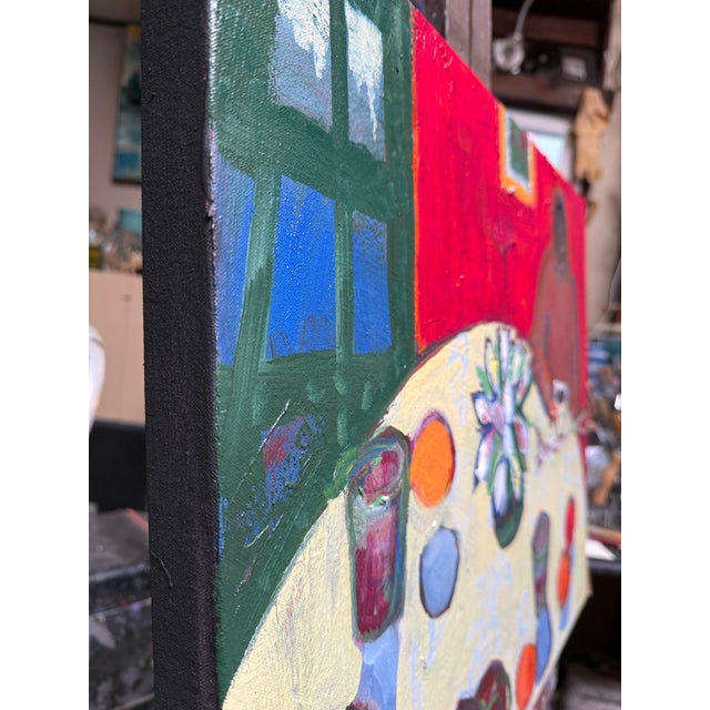 Contemporary Contemporary Oil on Canvas Texture Color Interior With Figure For Sale - Image 3 of 4