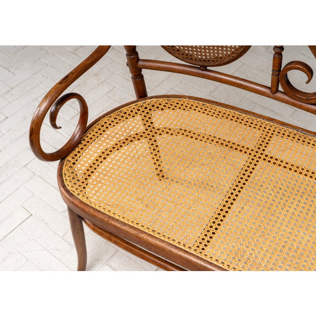 Antique Austrian Bentwood Settee For Sale - Image 13 of 18