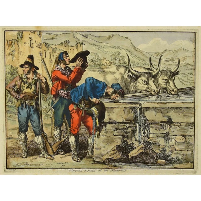 Bartolomeo Pinelli, Roman Costume, Etching and Waterccolor, 1820 For Sale - Image 3 of 3