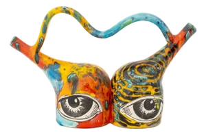 Michael Lucero "Eyes" Double Spouted Vessel, 1995