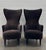 Tom Dixon for George Smith Wingback Chairs in brown mohair velvet fabric on black oak legs.