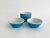Set of six 1970 Shenango China turquoise bowls with white interiors. In remarkably vibrant and excellent condition.