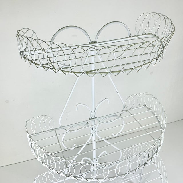 1970s Vintage Boho Chic Hollywood Regency Wire Loop Design 3-Tier Plant Stand, After Salterini For Sale - Image 6 of 13
